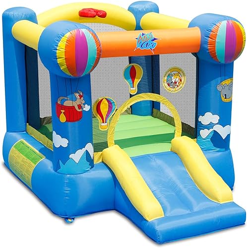 ACTION Air Bounce House Inflatable Jumping Castle with Slide blue with multi colored decor