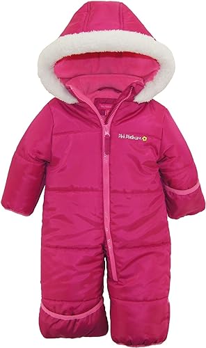 Pink Platinum Baby Girls’ One-Piece Puffer Winter Snowsuit in pink