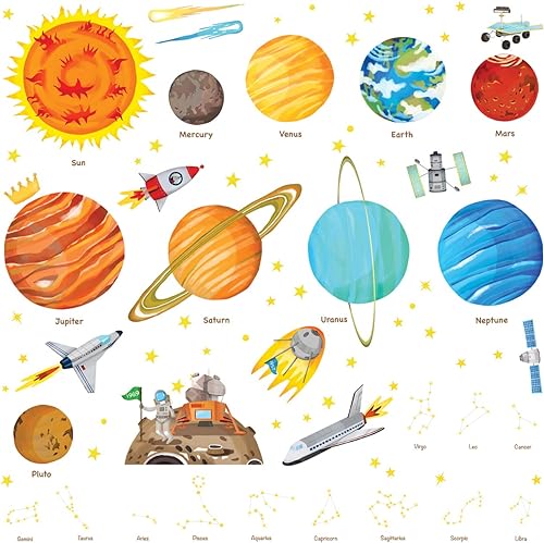 DECOWALL DA-1501 The Solar System Kids Wall Stickers