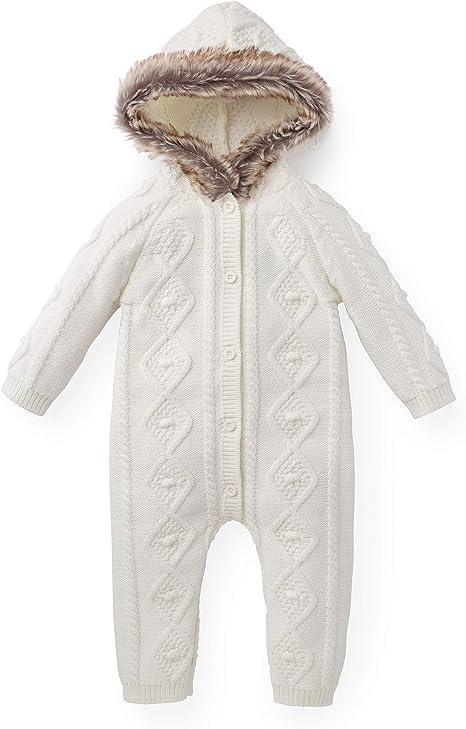Hope & Henry Layette Faux Fur Hood Romper