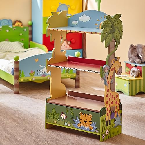 Fantasy Fields Sunny Safari Animal Wooden 3 Shelves Kids Bookshelf