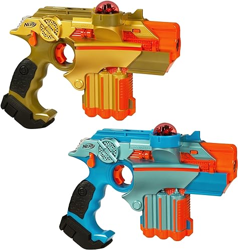 Nerf Lazer Tag Phoenix LTX Tagger 2 Pack two Nerf guns one in blue and the other in yellow