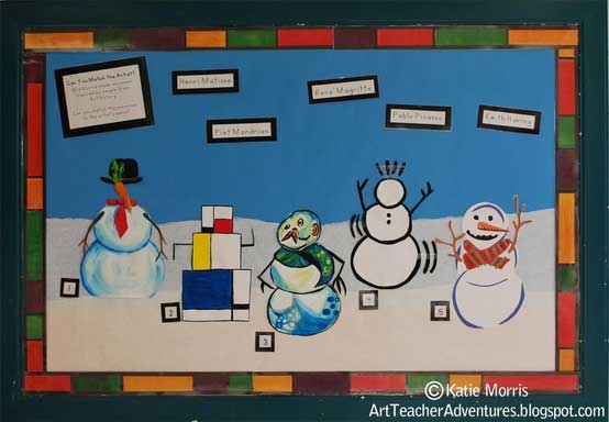 art history snowmen bulletin board
