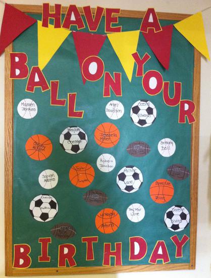 Have A Ball On Your Birthday Sports Theme Birthday Bulletin Board ideas