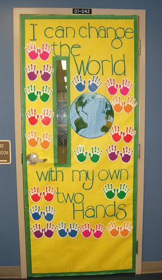 I can change the world with my two hands Earth day bulletin board ideas and door decorations