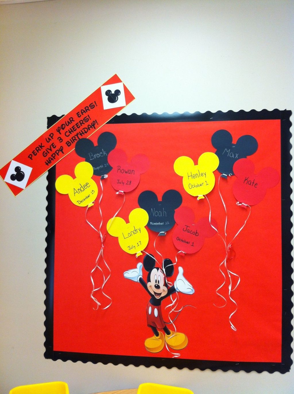 Perk Up Your Ears Mickey Mouse Birthday Bulletin Board Display Idea