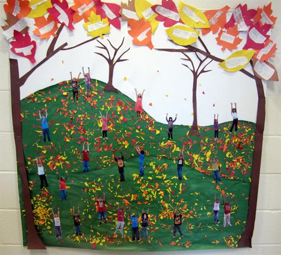 Playing In The Leaves Fall Bulletin Board Unique Bulletin Board Ideas