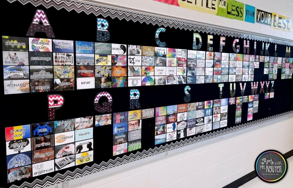 visual art word wall display