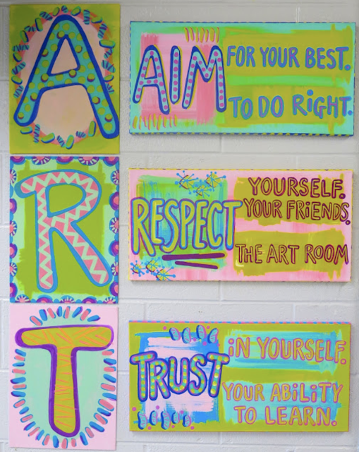 aim. respct. trust. art ruels bulletin board