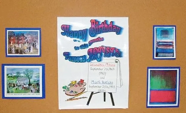 artist birthday bulletin board